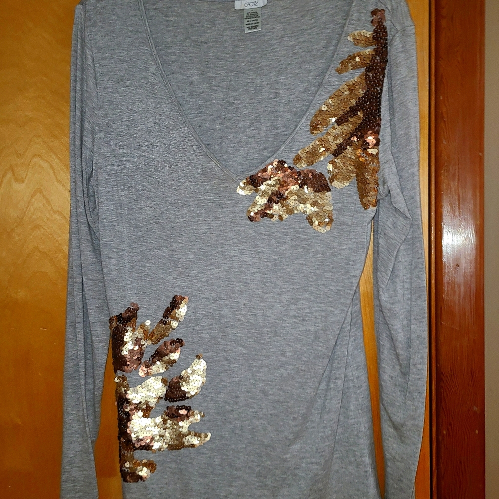 Designer brand v neck sequined top